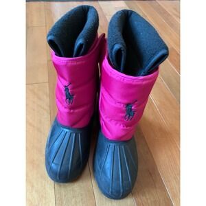GIRLS' BIG KIDS' POLO RALPH LAUREN IV WINTER BOOTS Sz. 5 Puffer Boots Pink Black